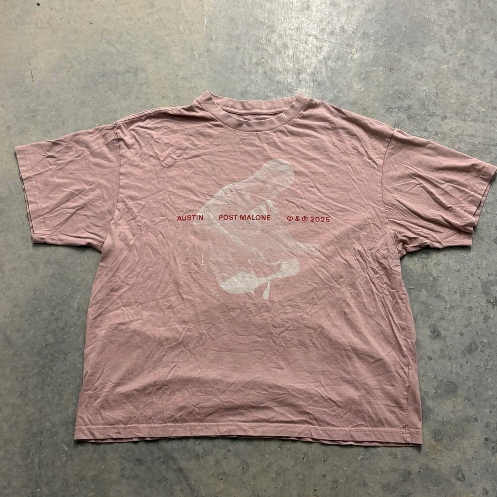 Austin Post Malone Graphic T-Shirt Mens XL Pink Excellent Austin 2025 Merch